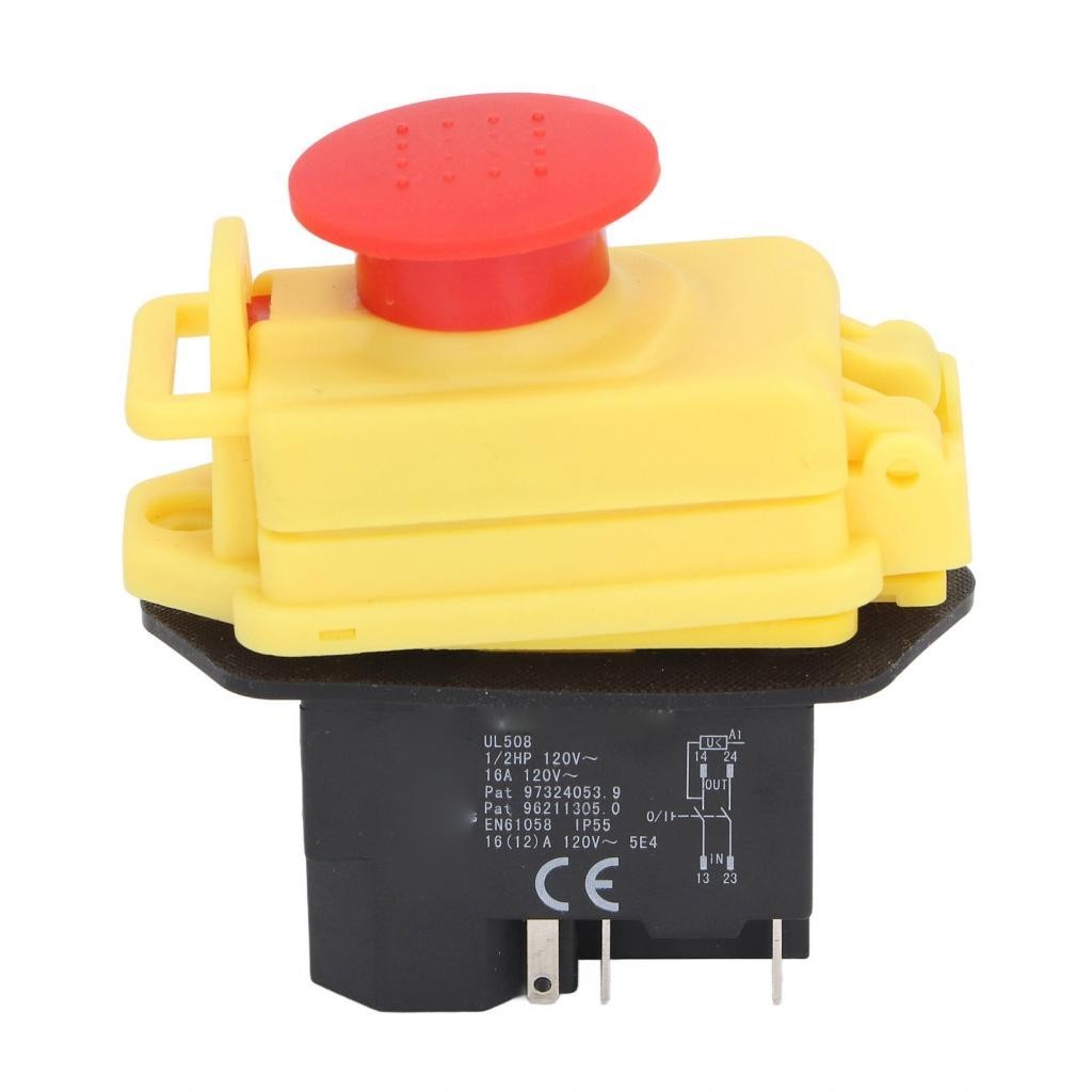 Power Tool Push Button Switch  Electromagnetic 120V 16A IP55 Waterproof for 0618 CJ18A 210 Mini Lathe