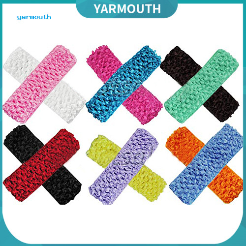 Yyr_ ที่คาดผมถักโครเชต์ 15 นิ้ว 12 สี สําหรับเด็กวัยหัดเดิน 12 ชิ้น