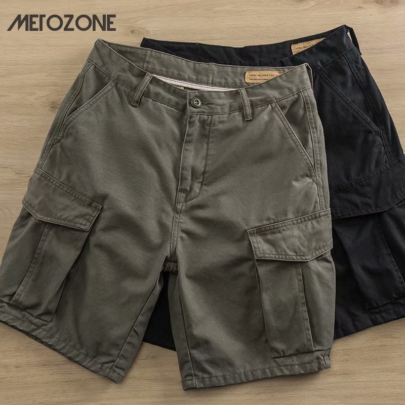 Metozone Cargo กางเกงขาสั้นลําลอง ทรงหลวม สไตล์วินเทจ สําหรับผู้ชาย