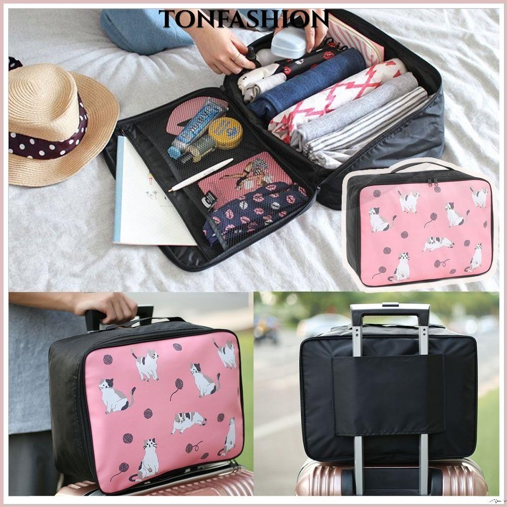 Tonfashion กระเป๋าเดินทาง กระเป๋าถือ ทรงโท้ท พิมพ์ลายการ์ตูน กันน้ํา จุของได้เยอะ สําหรับผู้ชาย และผู้หญิง