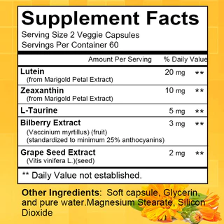 Daieta Lutein Capsules สารสกัดวิตามิน ช่วยปกป้องและรักษาการมองเห็นเพื่อสุขภาพสําหรับผู้ใหญ่