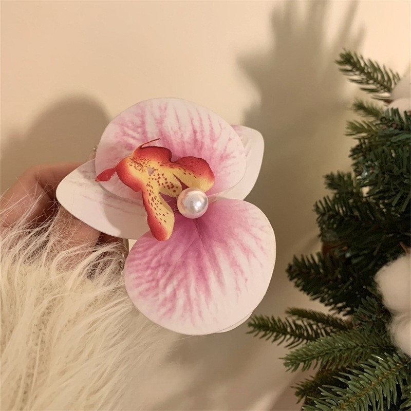 Jojo COCO Smudged Phalaenopsis Orchid กิ๊บติดผมดอกไม้ผู้หญิง Beach Photo เครื่องประดับผม - รูปที่ 6