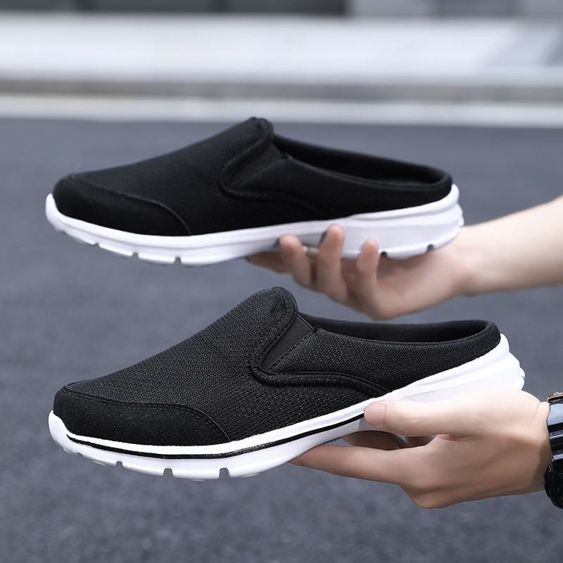 Size39-48 ulralight Mesh Half shoes men Slip on รองเท้าสําหรับผู้ชาย