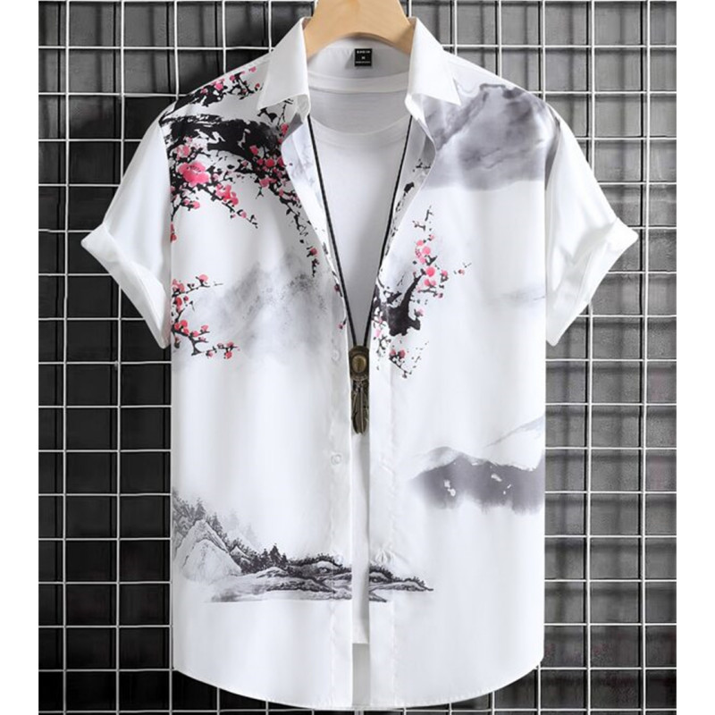 Songkran เสื้อเชิ้ตแขนสั้นลําลอง ทรงหลวม พิมพ์ลาย 3 มิติ แบบเรียบง่าย สไตล์ฮาวาย แฟชั่นฤดูร้อน สําหรับผู้ชาย 2023