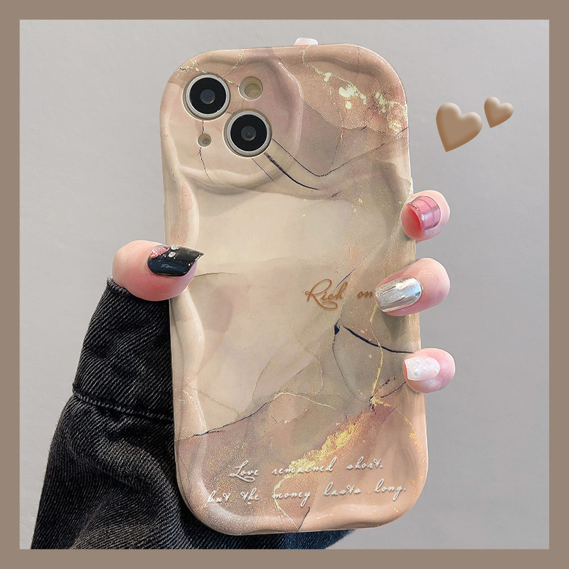 เคสไอโฟน FOR IPHONE 11 14 PRO iPhone 11 13 12Pro MAX X XS XR XSMAX 6 7 8 Plus หินอ่อนแอปริคอท การไล่ระดับสี Phone Case