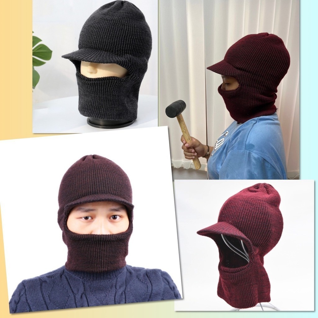 💎 โม่ง ไหมพรม หมวก กันแดด โม่งคลุมหัว ปิดปาก ปรับระดับได้ รุ่นผ้าหนา หมวกโม่ง กันแดด UV กันฝุ่น กันร้อน กันลม กันหนาว 💎