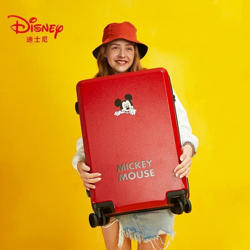 Graby2024 Disney กระเป๋าเดินทาง มีซิป 24 ช่อง ขนาดเล็ก 66.6 ซม. สีแดง สําหรับผู้หญิง