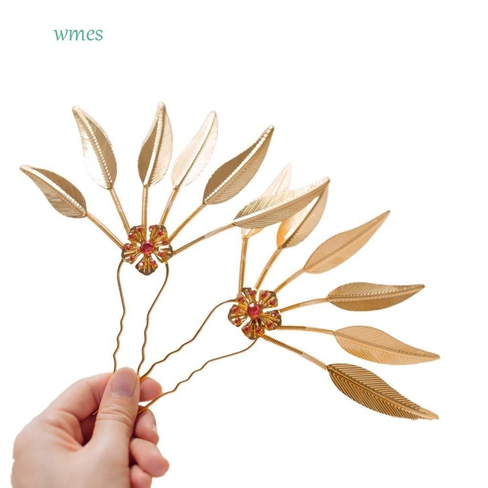 Wmes1 ผ้าโพกศีรษะ รูปตัว U ลายดอกไม้ ใบไม้ สไตล์ฮั่นฝู โบราณ คลาสสิก เครื่องประดับผม สําหรับผู้หญิง