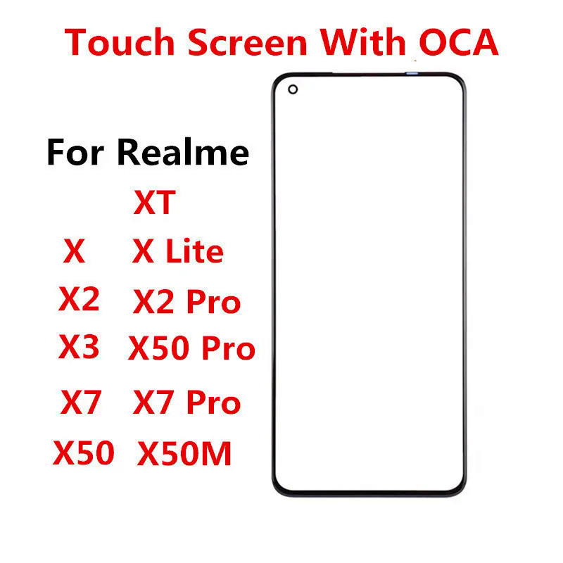 อะไหล่หน้าจอสัมผัส LCD และ OCA สําหรับ Realme X X2 XT X3 SuperZoom X7 Pro X30 X50 M
