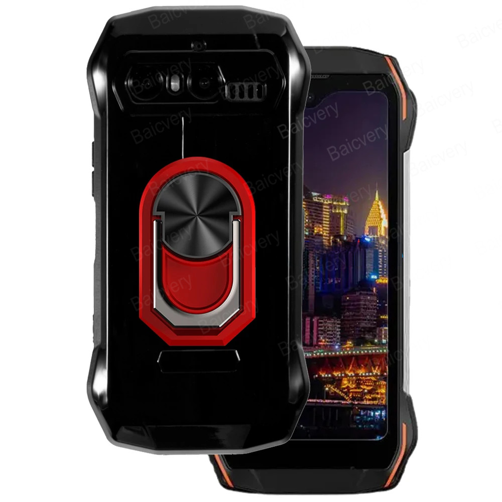 เคสโทรศัพท์ซิลิโคน TPU ใส แบบนิ่ม พร้อมแหวนแม่เหล็ก สีดํา สําหรับ Blackview N6000