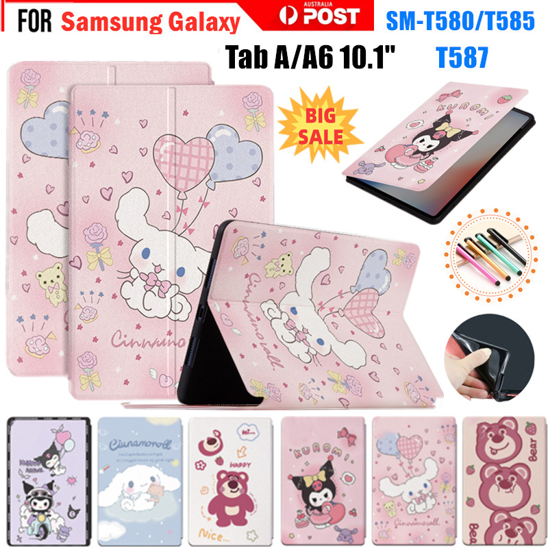 เคสหนัง กันกระแทก ลายการ์ตูนคุโรมิน่ารัก พร้อมขาตั้ง สําหรับ Samsung Galaxy Tab A A6 10.1 2016 SM-T580 SM-T585