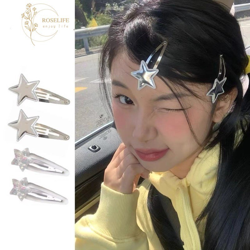 Roselife Ins กิ๊บติดผม รูปดาวน่ารัก สีเงินวาว เครื่องประดับแฟชั่น สําหรับผู้หญิง Y2K