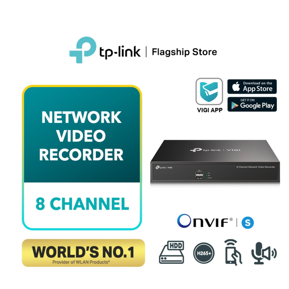 กล้องวงจรปิด TP-Link 8MP 8 Channel NVR ( เครื่องบันทึกวิดีโอกล้องวงจรปิดเครือข่าย IP 8CH ) Vigi NVR1