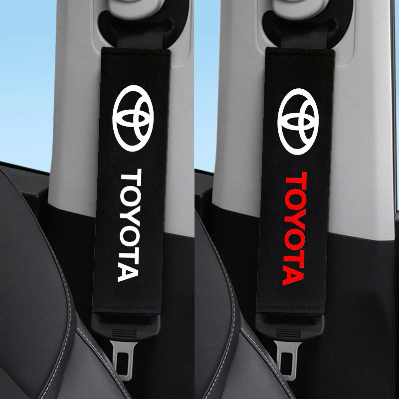 ปลอกหุ้มเข็มขัดนิรภัยรถยนต์ ผ้าฝ้าย ระบายอากาศ สําหรับ Toyota Corolla Camry Rav4 Yalex Hilux Pris Auris 2 ชิ้น