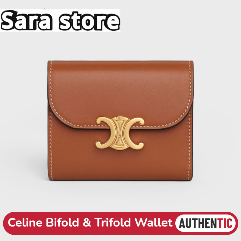 Celine TRIOMPHE Flap Wallet in Shiny Smooth Lambskin Women's Bifold &amp; Trifold Wallets กระเป๋าเงิน