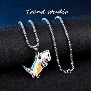 สร้อยคอไดโนเสาร์ตัวน้อยสีสันสดใส คอลเลกชันสร้อยคอแฟชั่นสไตล์ฮิปฮอป ส่งจากประเทศไทย ผลิตจากเหล็กไททาเนียมคุณภาพสูง