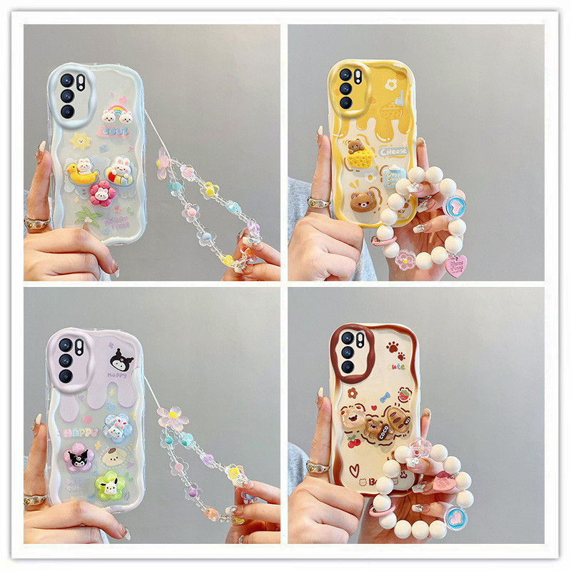 เคส oppo reno6 5g เคสโทรศัพท์มือถือ ลายตุ๊กตา 3D สีครีม สําหรับ