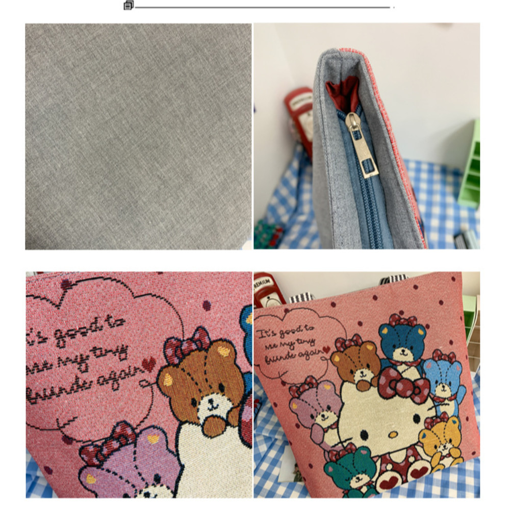 Fay กระเป๋าสะพายไหล่, กระเป๋ากระเป๋าผ้าใบลายการ์ตูน, กระเป๋าช้อปปิ้งแบบพกพา Beach KT Tote Bag Women Lady Girl