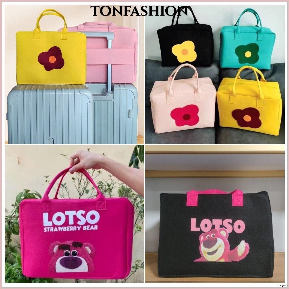 Tonfashion กระเป๋าถือ กระเป๋าเดินทาง ทรงโท้ท ขนาดใหญ่ จุของได้เยอะ พิมพ์ลายการ์ตูน แบบพกพา สะดวก สําหรับนักเรียน
