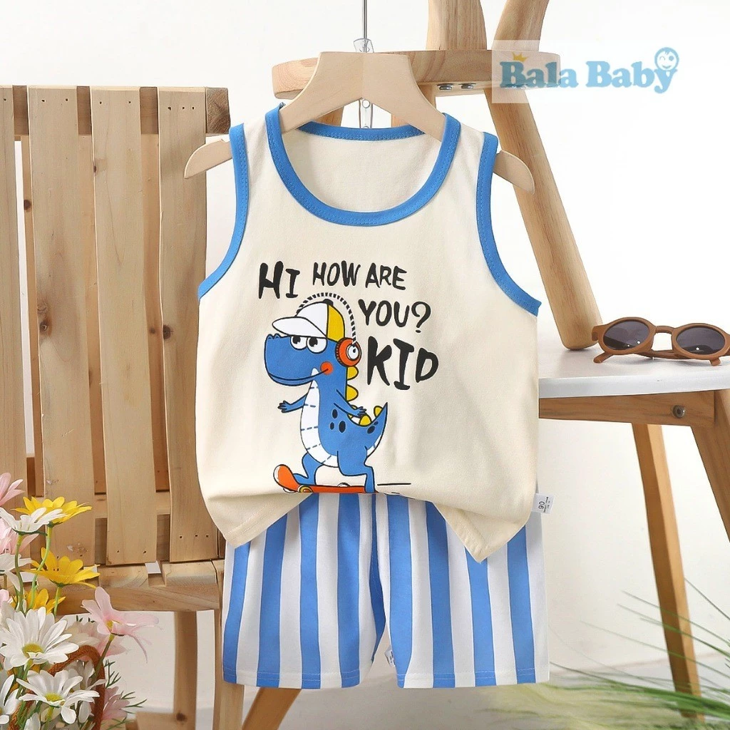 ชุดเด็ก เสื้อกร้าม+กางเกงขาสั้น เสื้อแขนกุด ผ้าcotton Size 80-110 cm BXT14 thumbnail 10