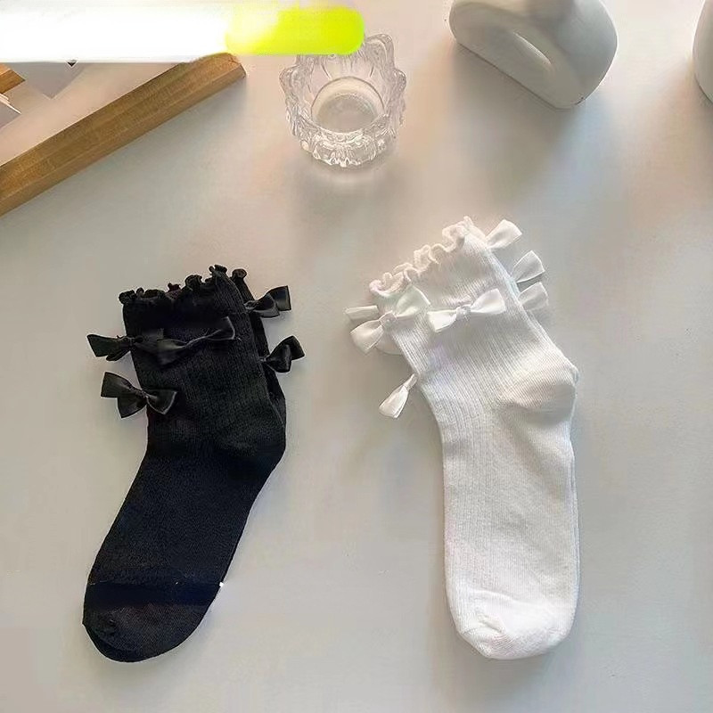 ถุงเท้าลูกไม้ ประดับโบว์น่ารัก ญี่ปุ่น น่ารัก  ระบายอากาศได้ดี สําหรับผู้หญิง - รูปที่ 4