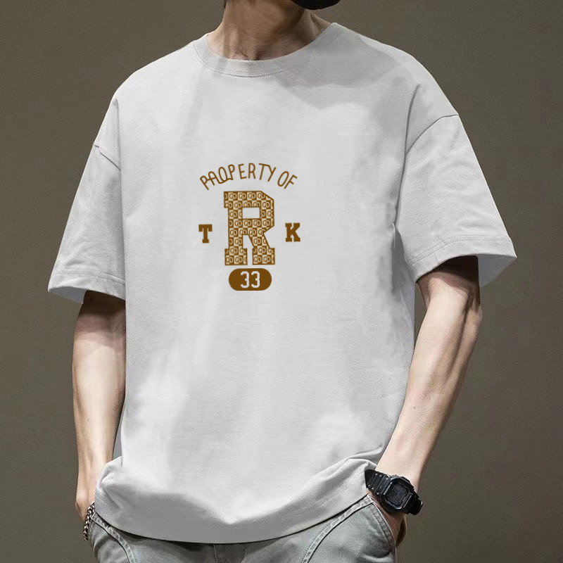 เสื้อยืดลําลอง แขนสั้น คอกลม พิมพ์ลาย สีกากี ทรงหลวม พลัสไซซ์ แฟชั่นฤดูร้อน สําหรับผู้ชาย และผู้หญิง