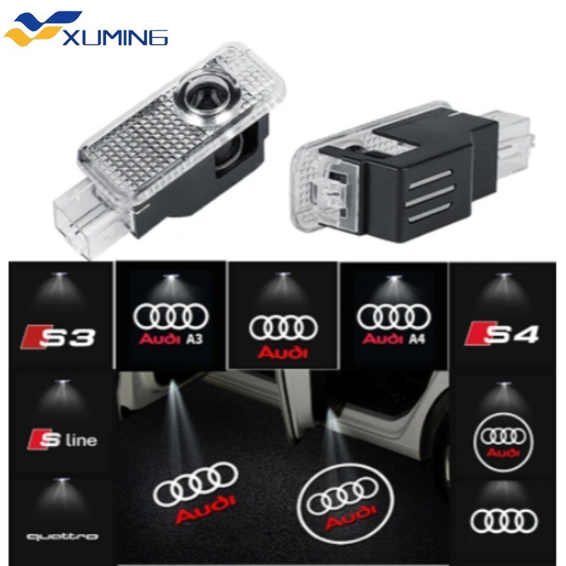 Xm-2023 โคมไฟโปรเจคเตอร์ Led HD ติดประตูรถยนต์ สําหรับ Audi A3 A4 B8 8P 8V A6 C7 A5 Q5 B7 B6 B9 SLIN