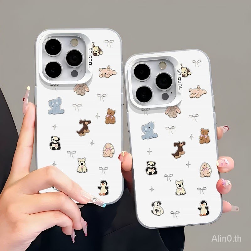 เคสโทรศัพท์มือถือ กันกระแทก ลายการ์ตูนสัตว์เล็ก ประดับโบว์ หลากสี 6A3V สําหรับ iPhone x xs xr xsmax 11 12 13 14 15 Pro max Plus