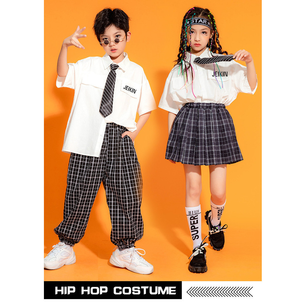 เสื้อยืดแขนสั้น สีขาว สไตล์ฮิปฮอป แฟชั่นฤดูร้อน สําหรับเด็กผู้ชาย และผู้หญิง เด็ก ชุดเชียร์ ฮิปฮอป แจ๊ส ชุด cover dance ชุดการแสดง hiphop ชุดซ้อม ชุดโคฟเวอร์ ชุดเต้น - รูปที่ 3