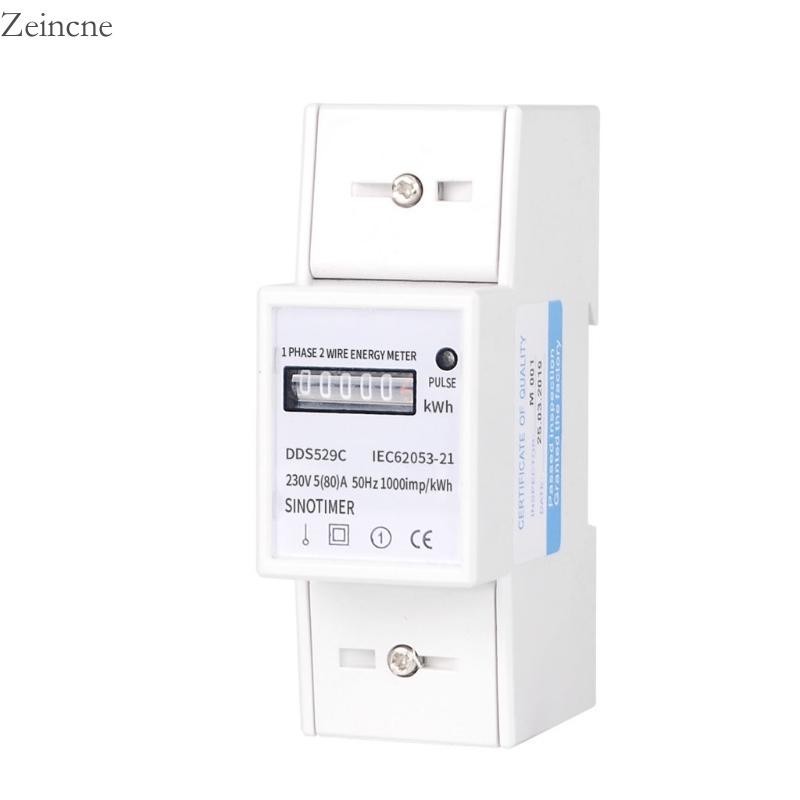 Zein DIN- เครื่องวัดรางไฟฟ้า 1 เฟส 2 สาย 2P KWh มิเตอร์ 230V 5 80 A