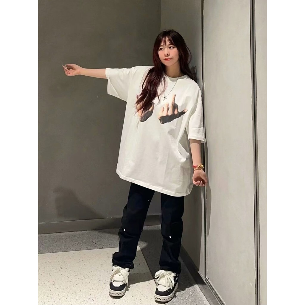 เสื้อยืดแขนสั้นลําลอง ทรงหลวม ขนาดใหญ่ แฟชั่นเกาหลี สําหรับผู้ชาย และผู้หญิง ไซซ์ M - 8XL - รูปที่ 4