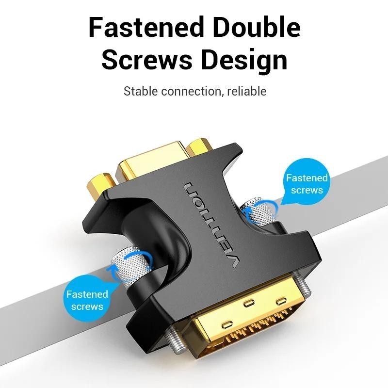 Vention อะแดปเตอร์แปลง DVI เป็น VGA 24+5 DVI-I ตัวผู้ เป็น VGA ตัวเมีย 1080P สําหรับคอมพิวเตอร์ มอนิเตอร์ ทีวี โปรเจคเตอร์ สายเคเบิล VGA เป็น DVI 1 ชิ้น