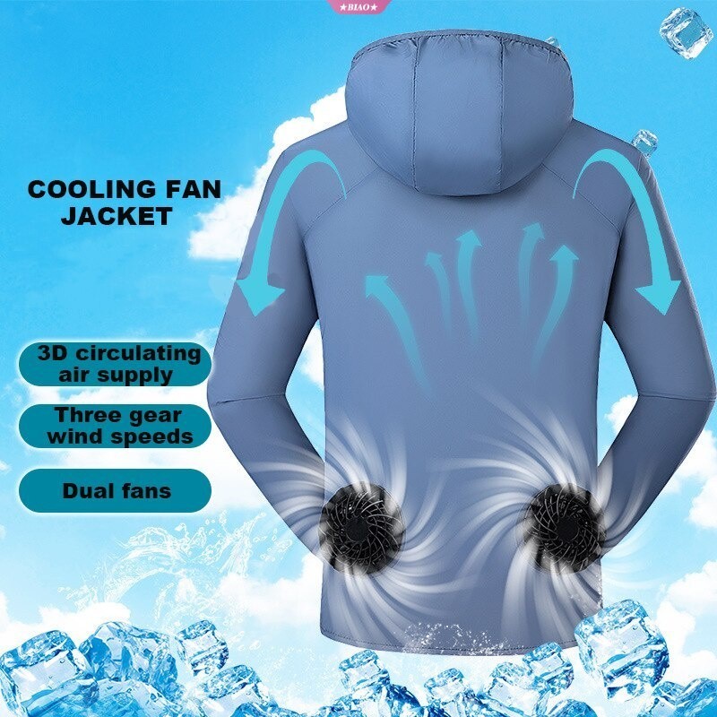 เสื้อผ้าเครื่องปรับอากาศระเหยสําหรับ3ความเร็วปรับกิจกรรมกลางแจ้งพัดลมระบายความร้อนแจ็คเก็ต