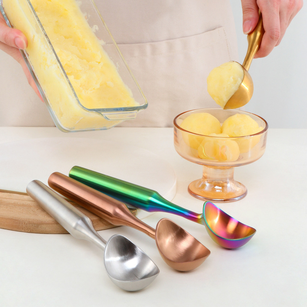 304 Ice Cream Scoop Ball Scoop Summer Ice Cream Scoop Fruit Ball Scoop Gadget Long Handle Golden Sco