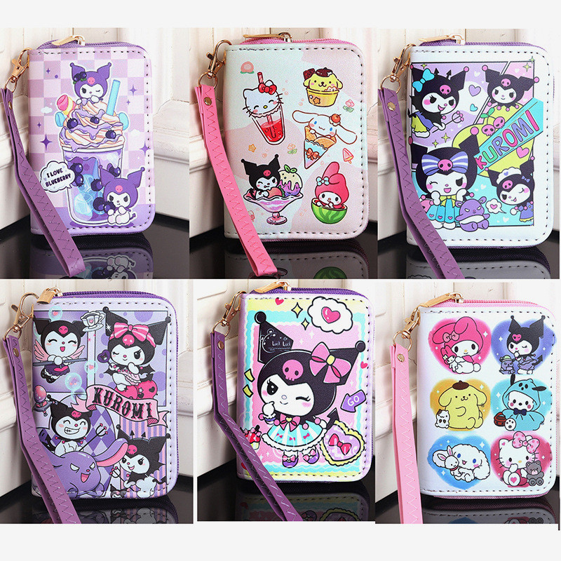 กระเป๋าสตางค์ กระเป๋าคลัทช์ กระเป๋าใส่เหรียญ พวงกุญแจ ลายการ์ตูน Sanrio Hello Kitty Cinnamoroll My Melody Kuromi เหมาะกับของขวัญ สําหรับเด็กผู้หญิง