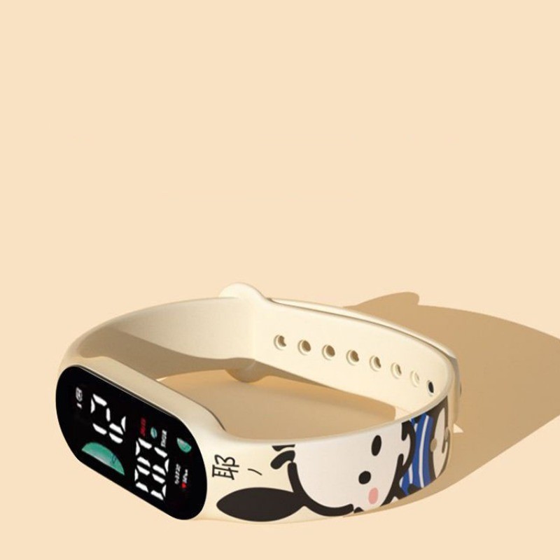 SANRIO Pochacco Kuromi นาฬิกาข้อมืออิเล็กทรอนิกส์ มีไฟ LED สายซิลิโคน กันน้ํา สําหรับเด็ก - รูปที่ 5