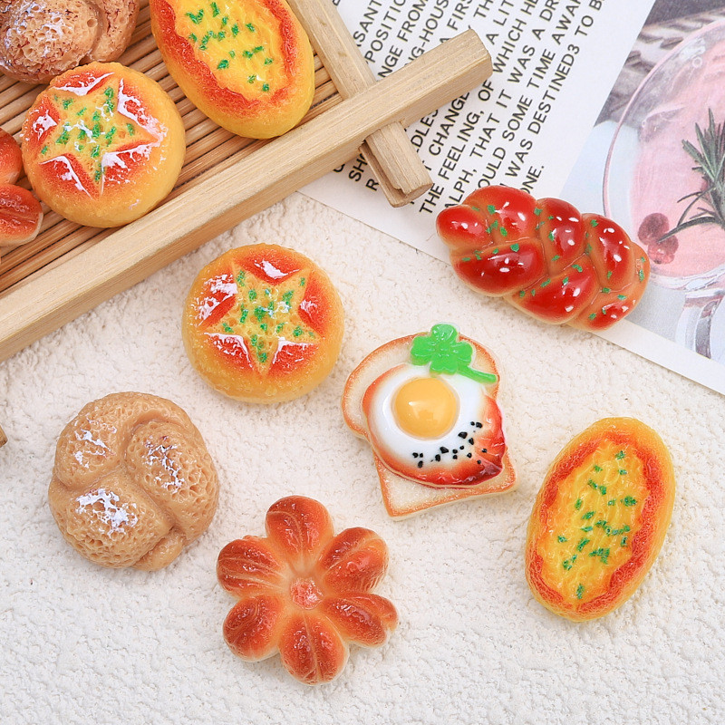เครื่องประดับ กิ๊บติดผม เรซิ่น รูปการ์ตูนขนมปัง ขนมหวาน แบบสร้างสรรค์ diy