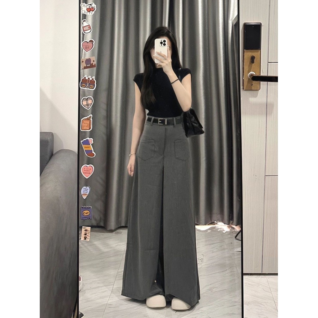 เสื้อแขนสั้น ผ้าถัก และกางเกงขากว้าง เอวสูง เข้ารูป แฟชั่นฤดูร้อน สําหรับผู้หญิง 2024