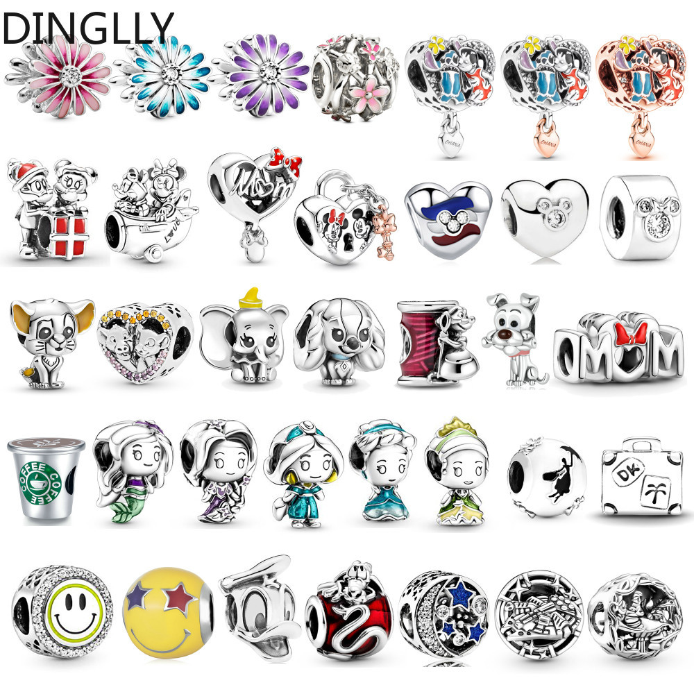 Dinglly จี้ลูกปัดอัลลอย ลายการ์ตูนเจ้าหญิง ดอกเดซี่ และสัตว์น่ารัก สําหรับทําเครื่องประดับ Diy