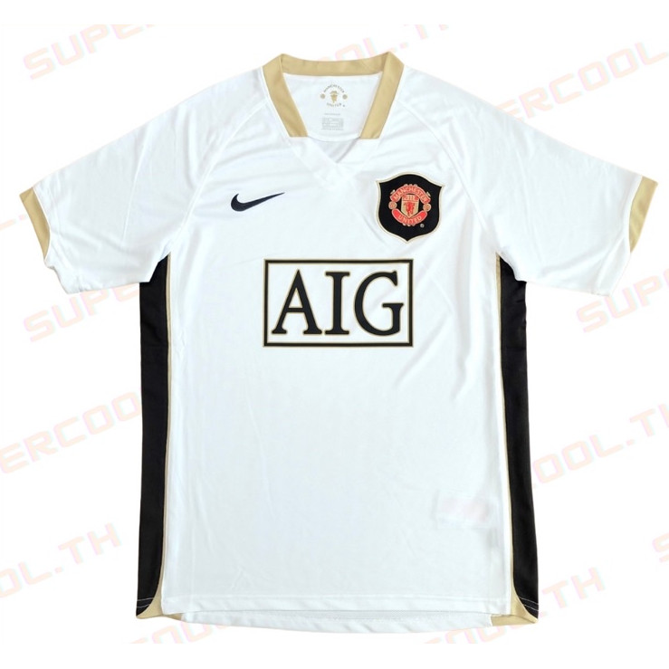 Manchester United 2006/07 Away Jersey เสื้อบอลแมนยูย้อนยุค เสื้อแมนยูย้อนยุค white gold