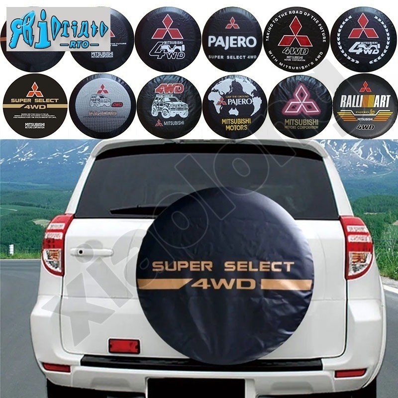 หนา Mitsubishi 14 หรือ 15 หรือ 16 นิ้วหรือ 17 ฝาครอบยางอะไหล่รถจัดแต่งทรงผม 4WD SUV ฝาครอบล้อเหมาะสําหรับ Mitsubishi Pajero V31 V33 V73 V74 V76 ฝาครอบยางอะไหล่