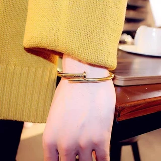 Ht สร้อยข้อมือเล็บเพชรเหล็กไทเทเนียมสไตล์คลาสสิกผู้ชายผู้หญิงสร้อยข้อมือสแตนเลส