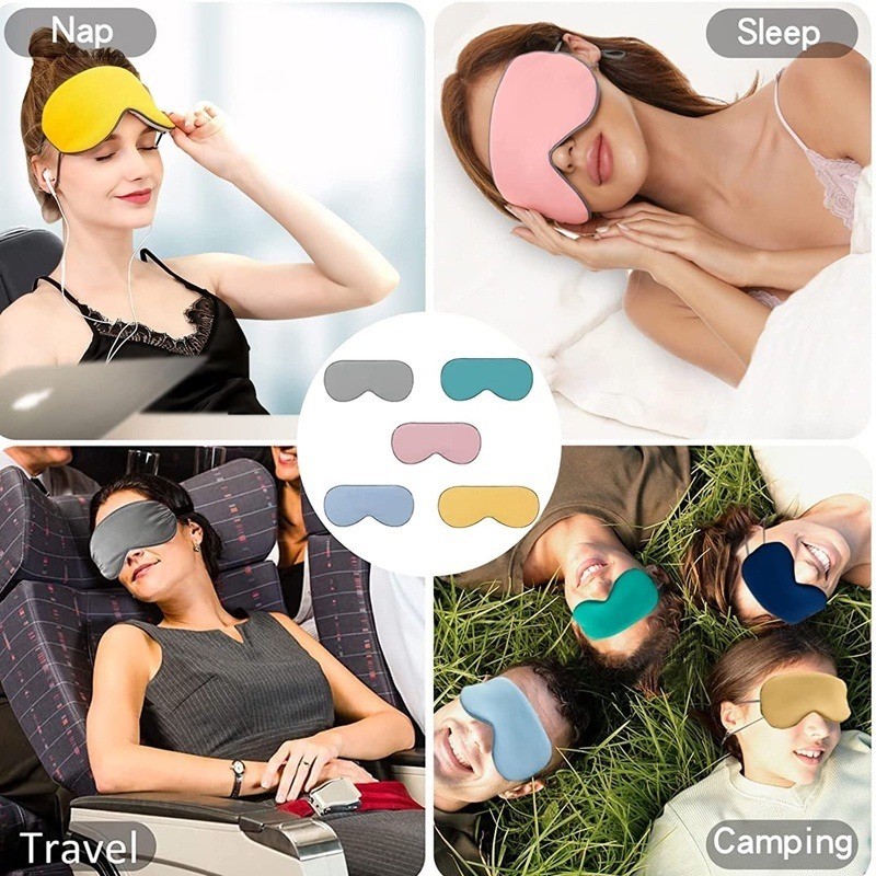 Travel Eye Cover สองด้าน Warm Cool Sleep Eye Mask 3D Contoured Sleeping Blindfold นุ่มสบายนม Silk Eyeshade