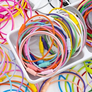 5ชิ้นที่มีสีสันสแตนเลสลวดพวงกุญแจสายเชือกพวงกุญแจห่วงผู้ถือท…