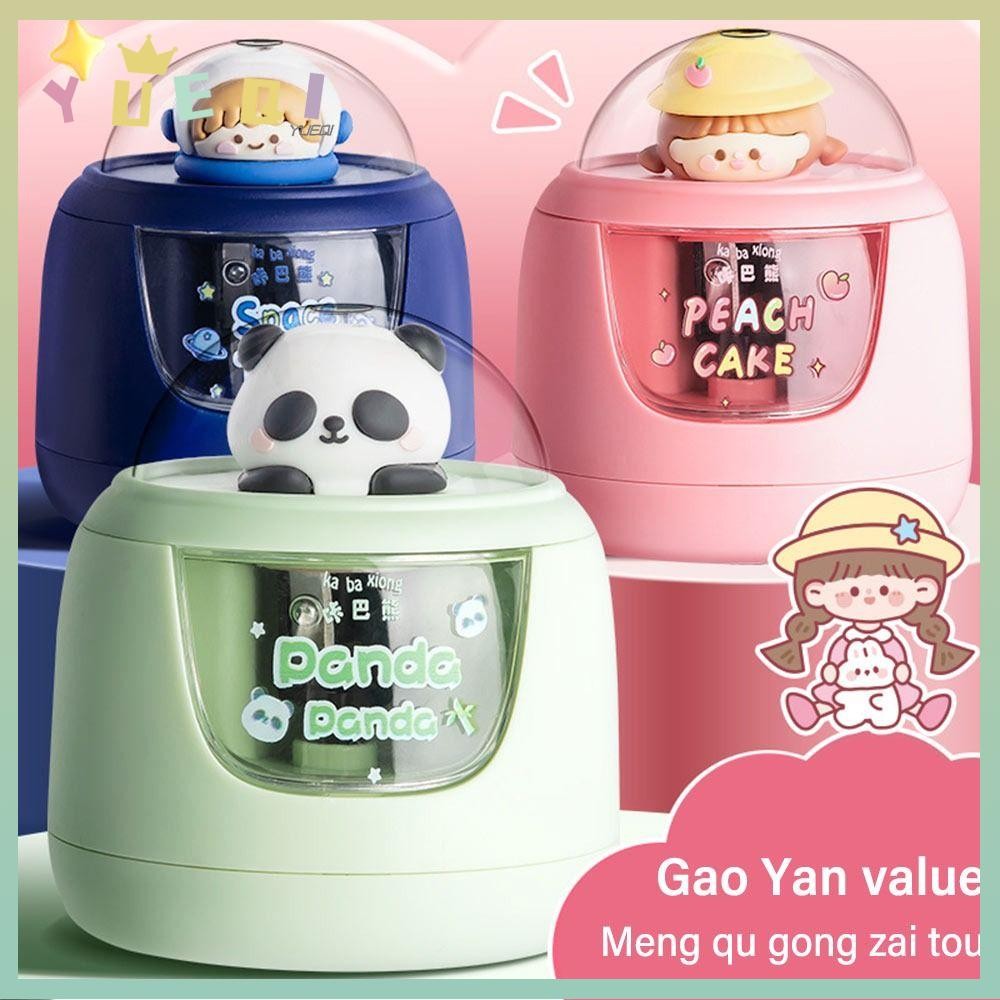 หยูฉี กบเหลาดินสออัตโนมัติออกแบบนักบินอวกาศ/แพนด้าโดยอัตโนมัติป้อนตะกั่วกบเหลาดินสอไฟฟ้าสร้างสรรค์ป้องกันการติดตะกั่วมือ-เหวี่ยง เครื่องมือกลของขวัญ
