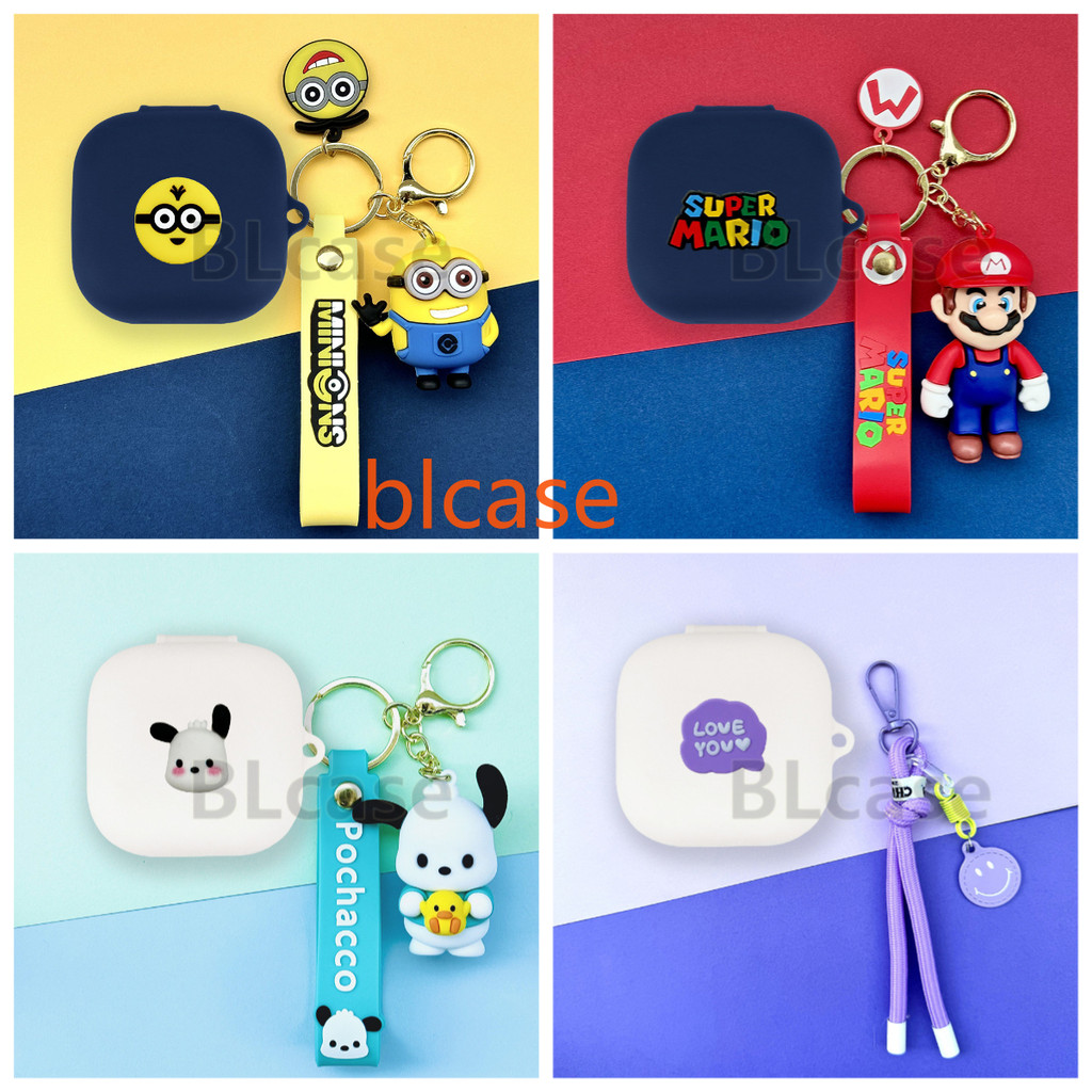 for JBL Wave Flex 2 W300 Casing Cover Noise-cancelling Bluetooth Earphone Protective Casing Cover Cartoon Silicone Shockproof Soft Sleeve with Pendant