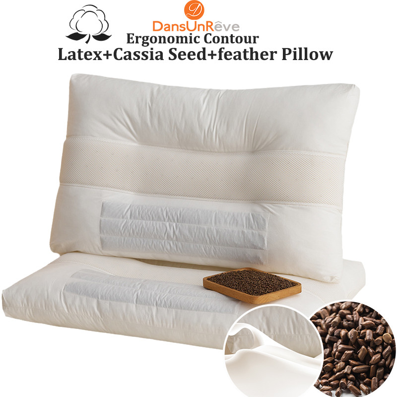 Dansunreve หมอนหนุน หมอน Latex+Cassia Seed pillow sleep Ergonomic