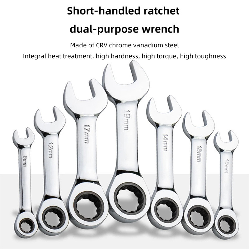 MOTUS 6-19MM Short Handle Quick Ratchet Wrench Multi functional Bidirectional Mini Wrench Dual purpose Wrench