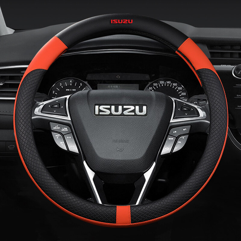 หนังพวงมาลัยรถเหมาะสําหรับ Isuzu D-Max Rodeo Pickup Ascender อุปกรณ์ตกแต่งภายในรถยนต์ 37-38 ซม.