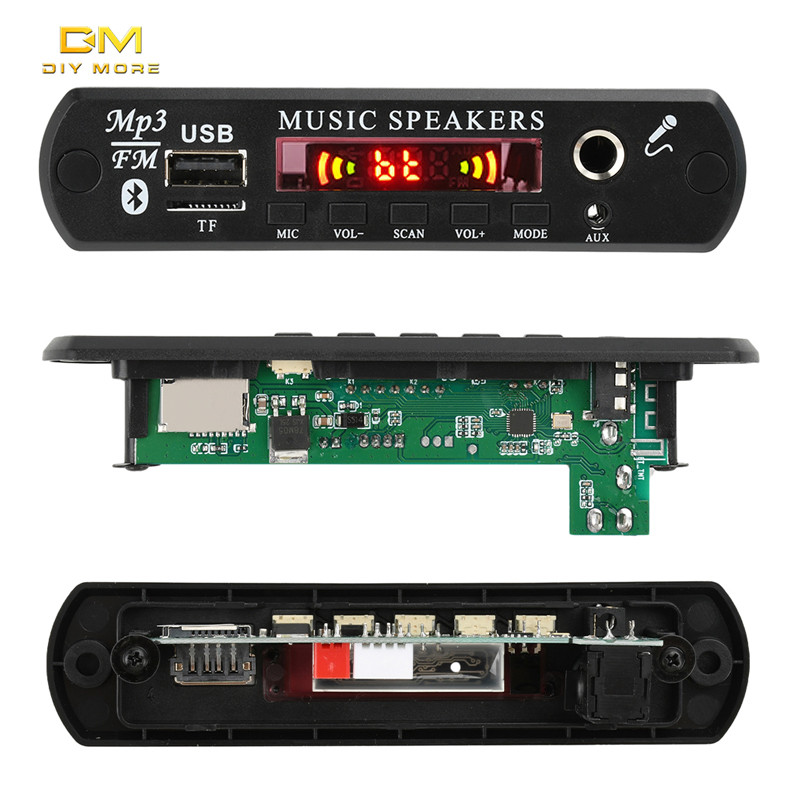 Diymore DC 12V Mp3 Bt บอร์ดถอดรหัสโมดูลถอดรหัสเสียงไม่มีเครื่องขยายเสียงพร้อมฟังก์ชั่นไมโครโฟนอุปกรณ